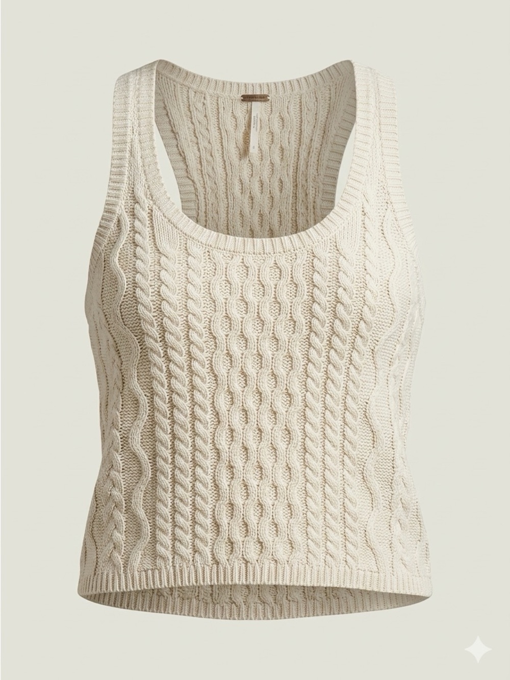 Free People women’s large cream cable knit sleeveless slouch fit sweater tank